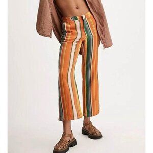 Free People Paz Striped Pants Size 8 Cropped Wide Leg